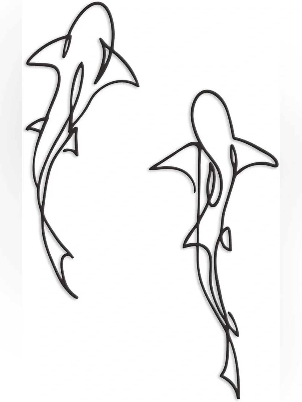 Metal Shark Wall Art Pair in Black Pack of 2
